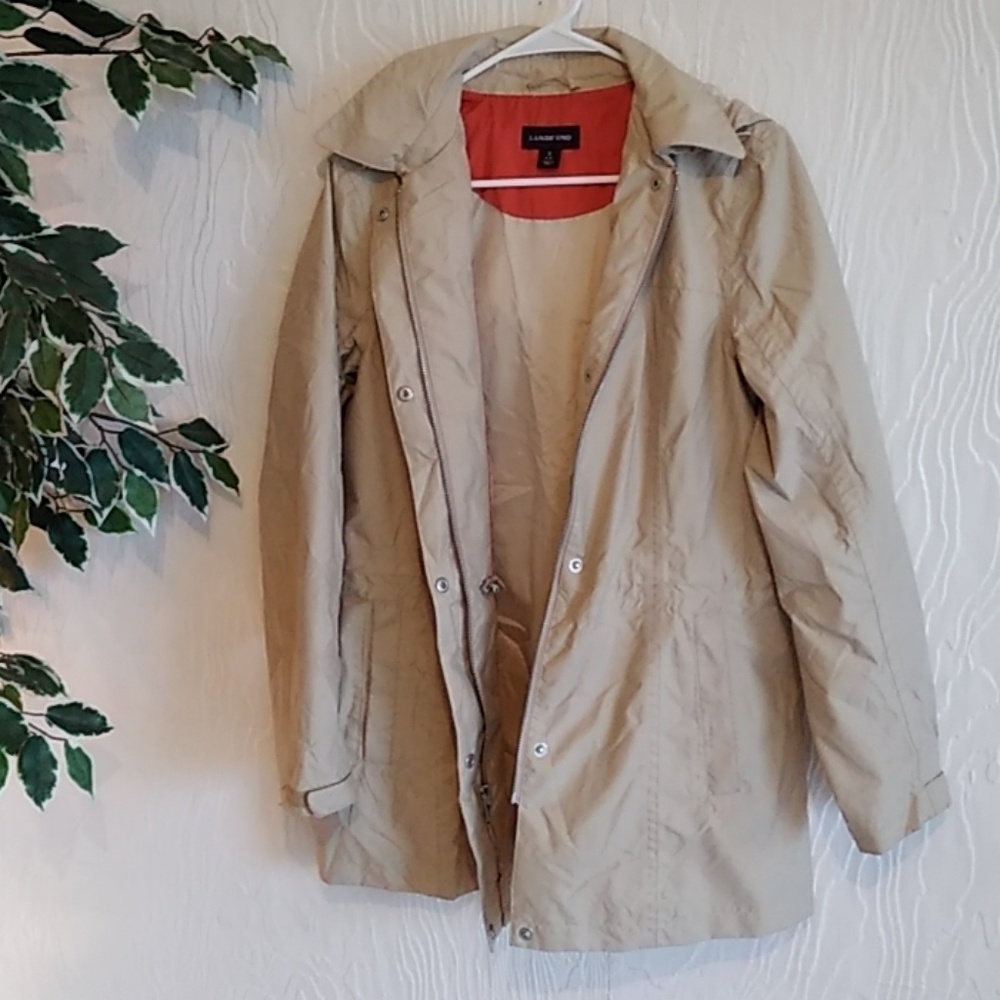 Land's end tan trench jacket coat